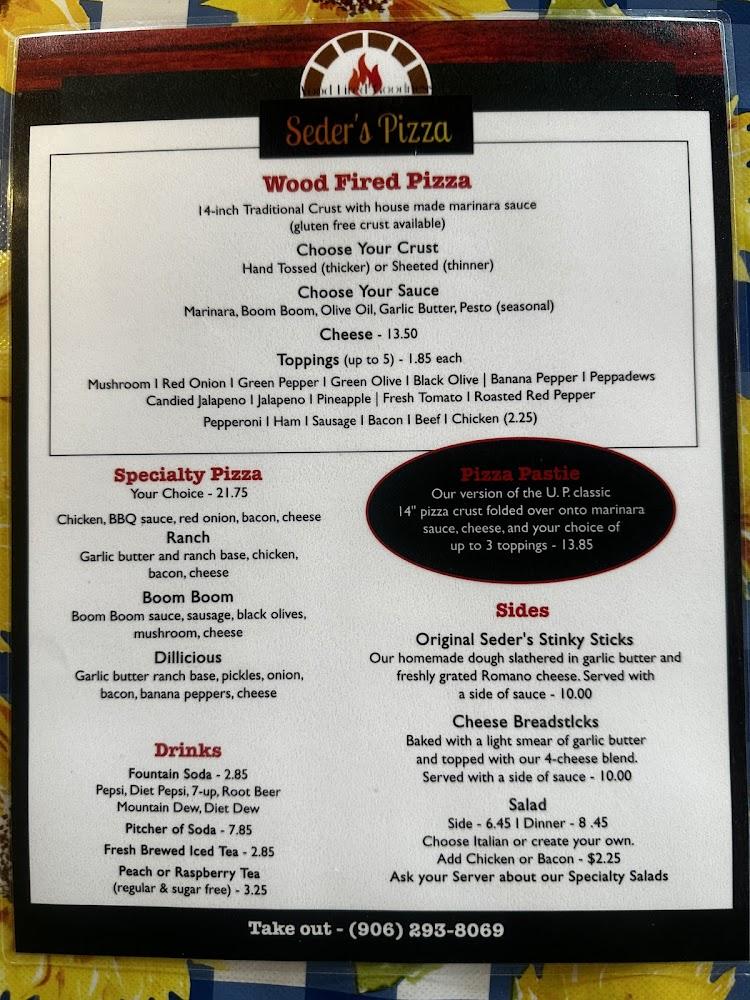 Seder's Pizza Menu image 3